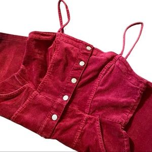 H&M Divided Button Down A Line Fitted Dress Dark Red Size 12